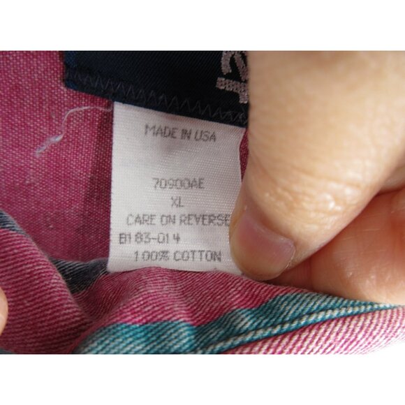 VINTAGE Wrangler Brushpopper Shirt XL Pink Western Striped Cowboy * - Picture 12 of 13